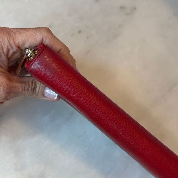 Michael Kors Wallet Leather Pebbled Red Jet Set Continental Full Zip Wallet - Picture 12 of 16